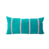 Green and Lavender Velvet Striped Cushion By Rice DK